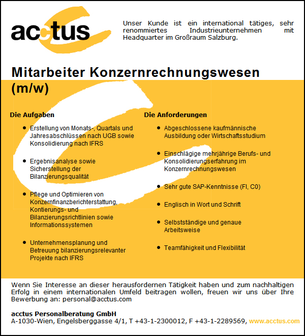 Mitarbeiter Konzernrechnungswesen
